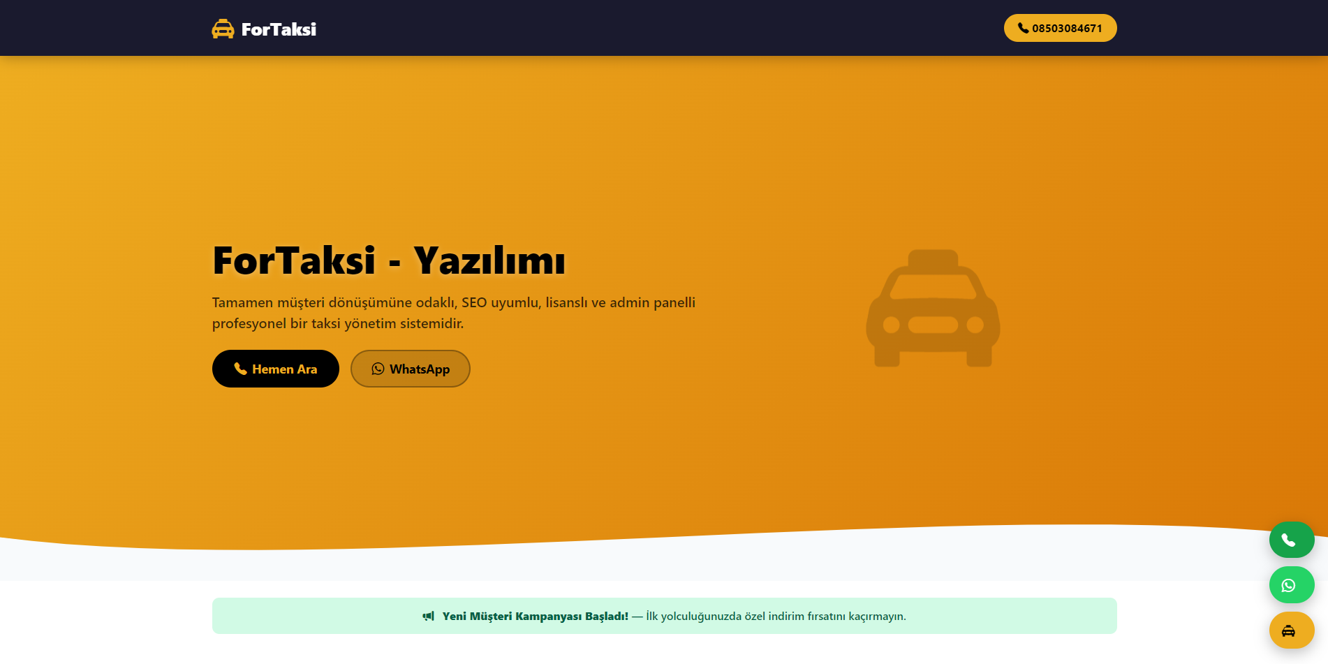 ForTaksi - SEO & Lisanslı Profesyonel Taksi Yazılımı